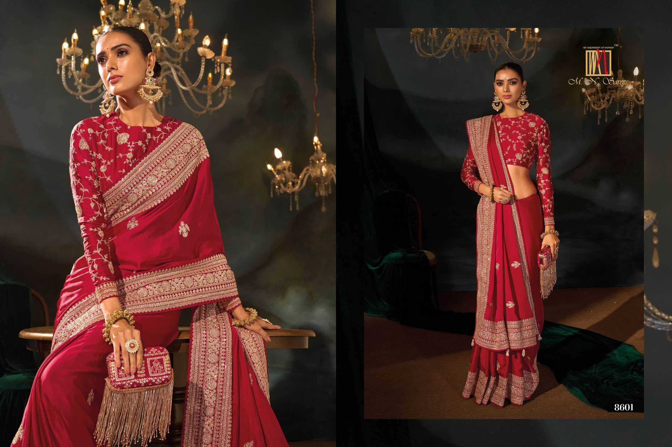 M N 8600 Series 8601 To 8613 the Royal and classic Heritage Collection saree wholesale in surat